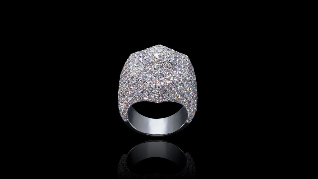 10K White Gold Hexagon Dome Diamond Ring - Kilani Jewellery Inc