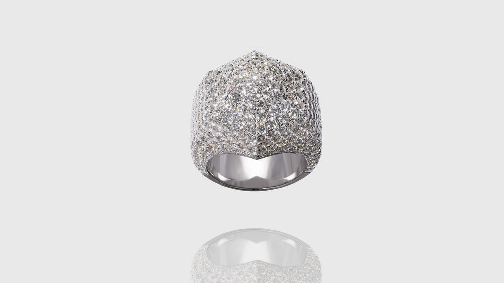 10K White Gold Hexagon Dome Diamond Ring - Kilani Jewellery Inc