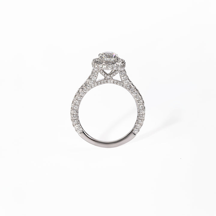 Kilani 3D Cathedral Round Halo Engagement Ring