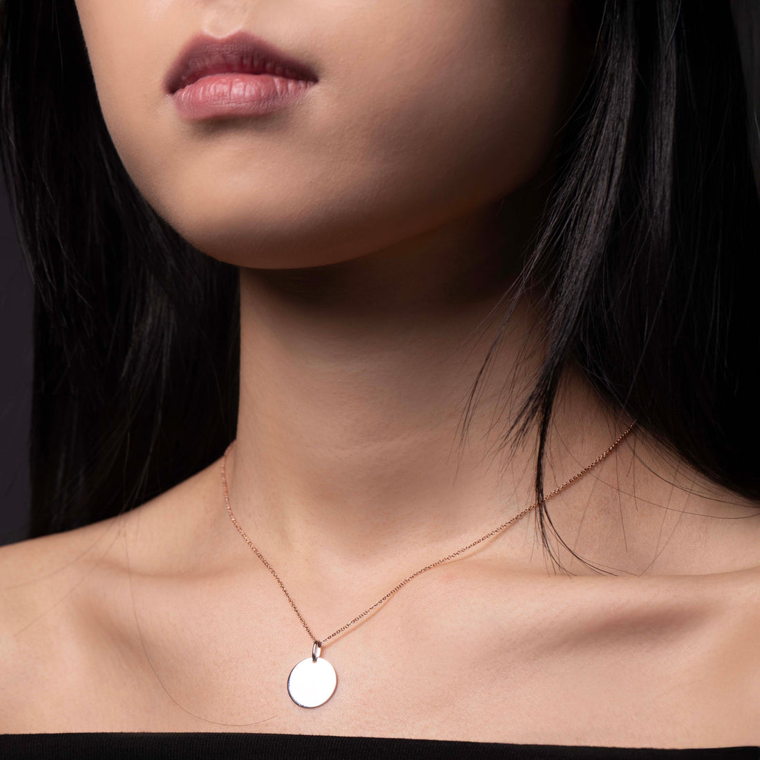 10K Engravable Round Disc Necklace