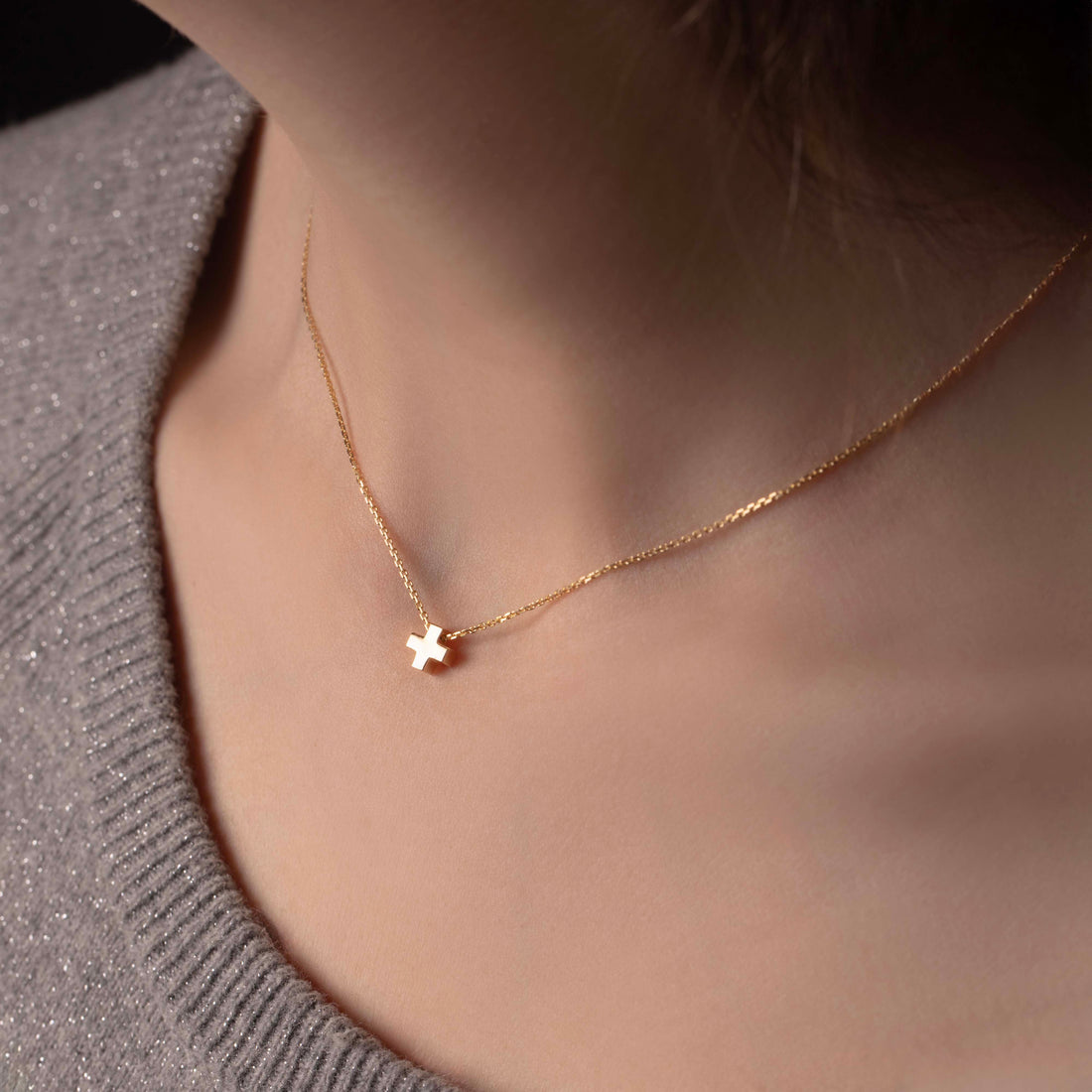 14K Mini Cross Necklace