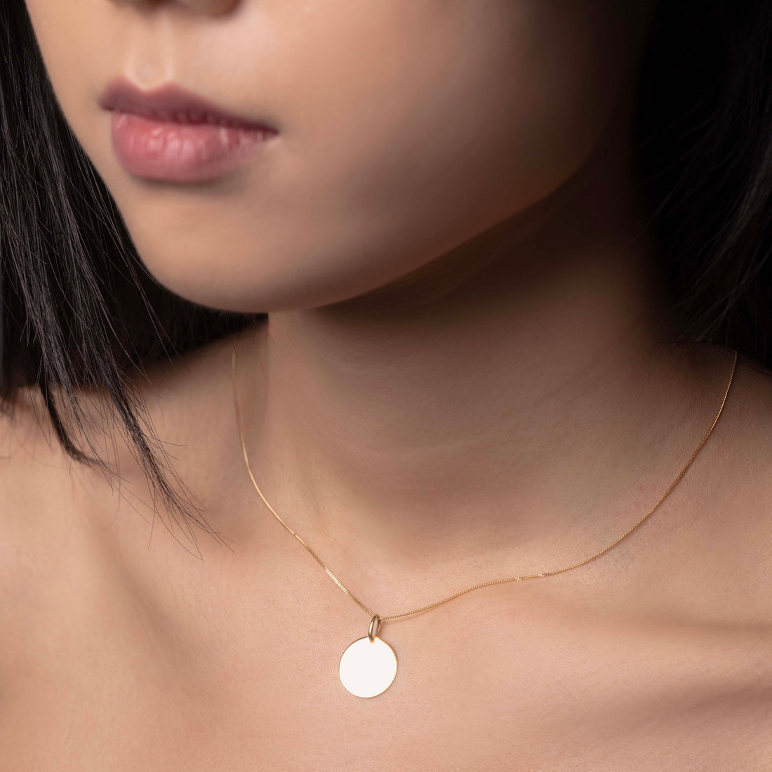 10K Engravable Round Disc Necklace