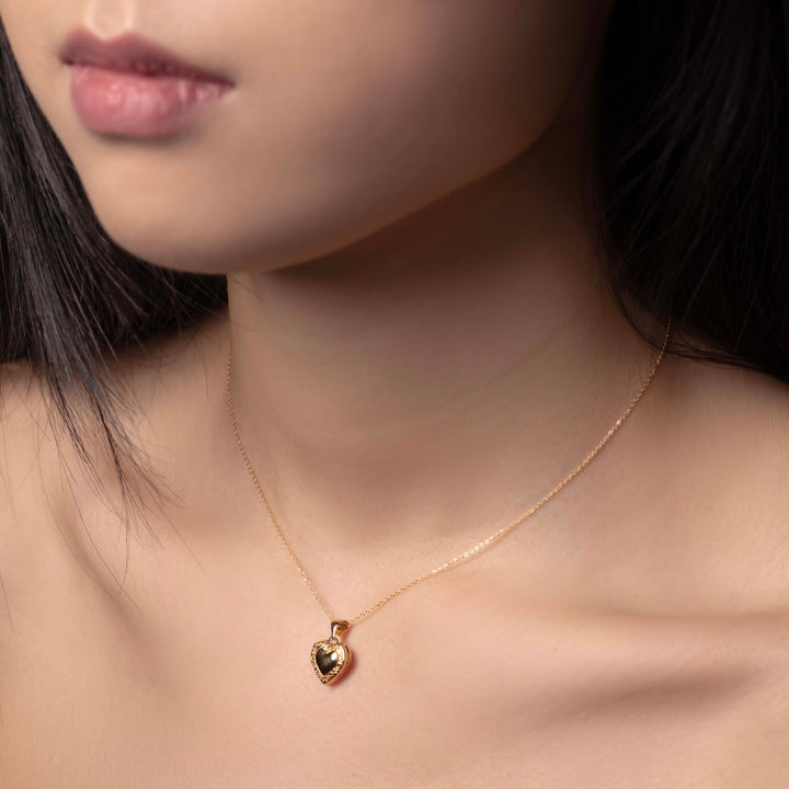 10K Yellow Gold Mini Heart Locket Necklace