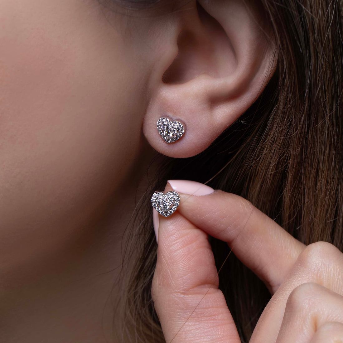 Heart Diamond Studs