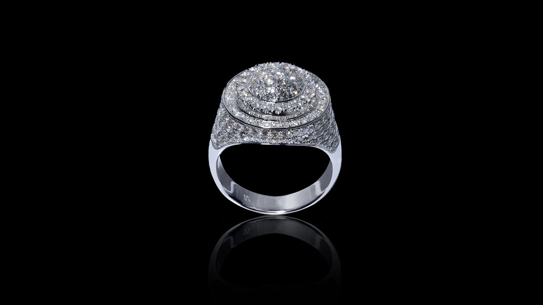 10K White Gold Layered Dome Diamond Ring