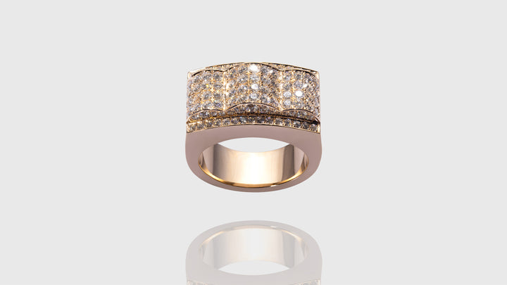 14K Gold Triple Dome Diamond Ring