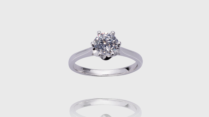 18K White Gold 6-Prong Solitaire Engagement Ring