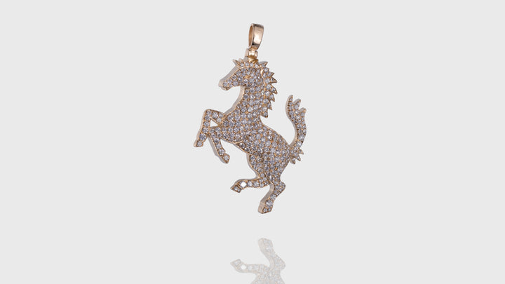 10K Yellow Gold Horse Diamond Pendant