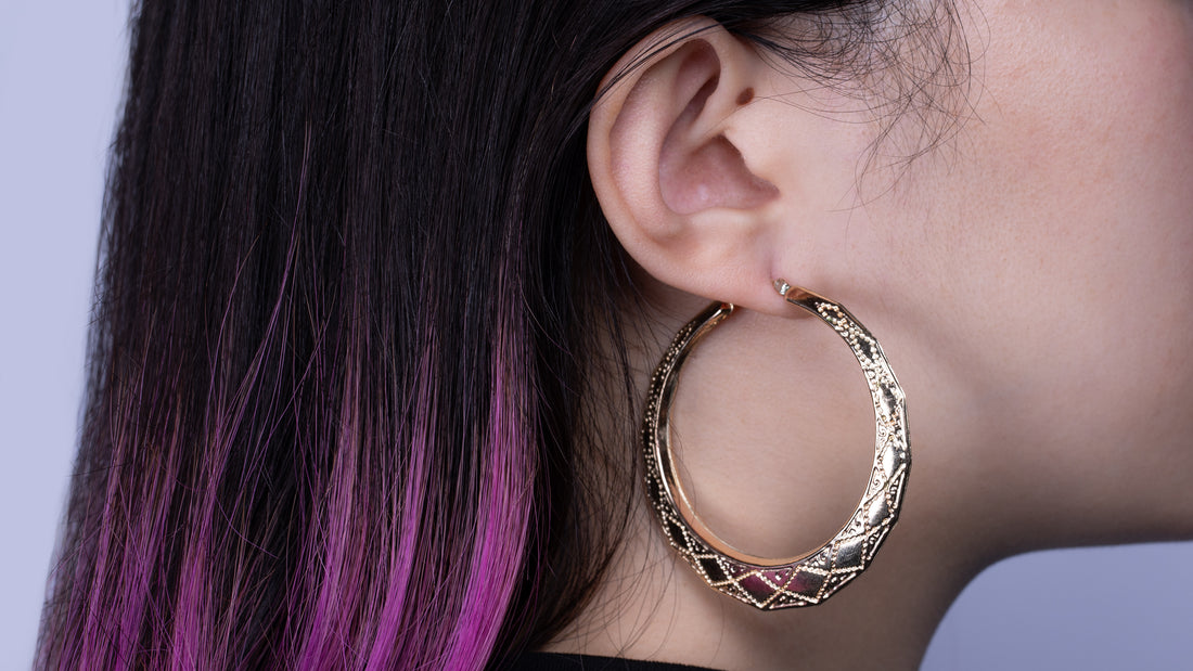 10K Gold Embroidery Hoop Earrings