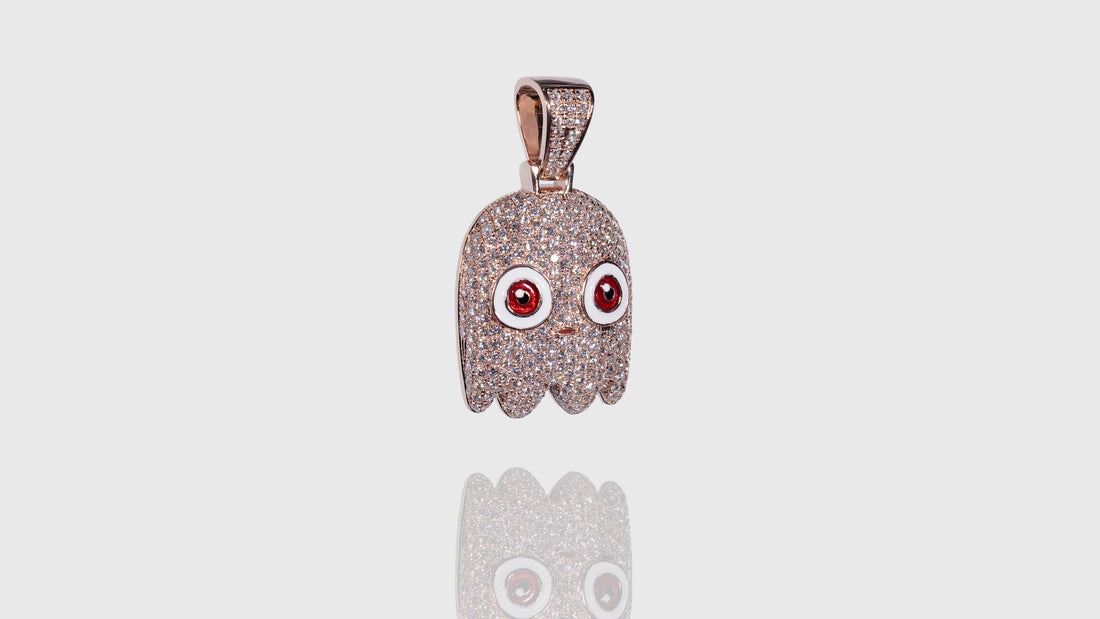 14K Rose Gold Red Eye Ghost Diamond Pendant