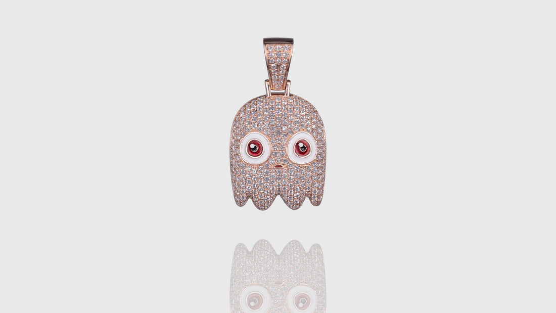 14K Rose Gold Red Eye Ghost Diamond Pendant