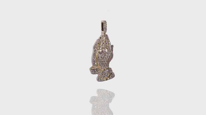 18K Yellow Gold Praying Hands Diamond Pendant