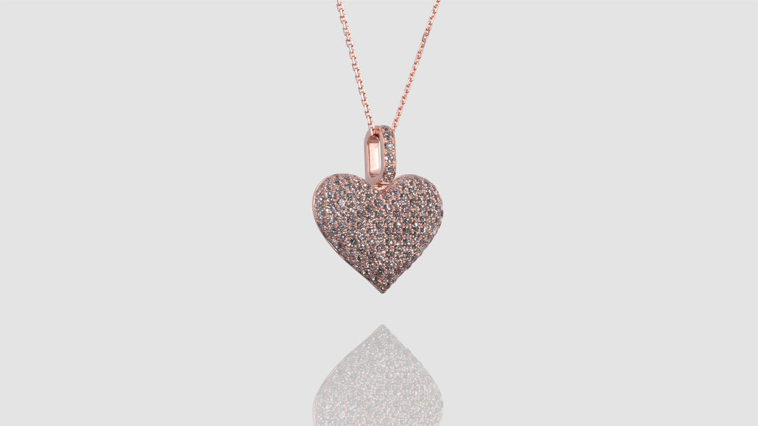 14K Gold Diamond Dome Heart Pendant