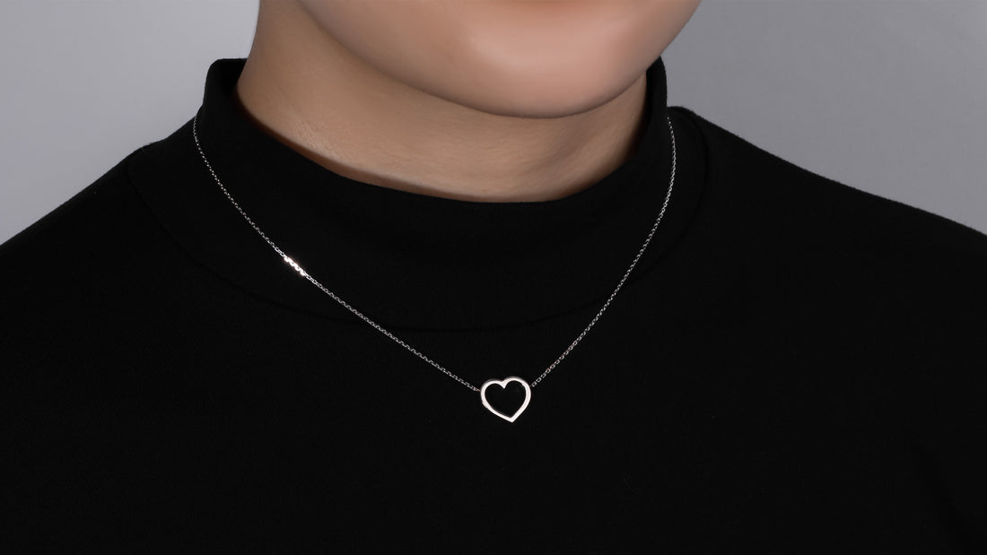 18K White Gold See Through Heart Necklace