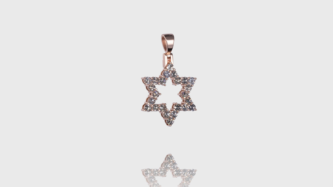 14K Rose Gold Star of David Diamond Pendant