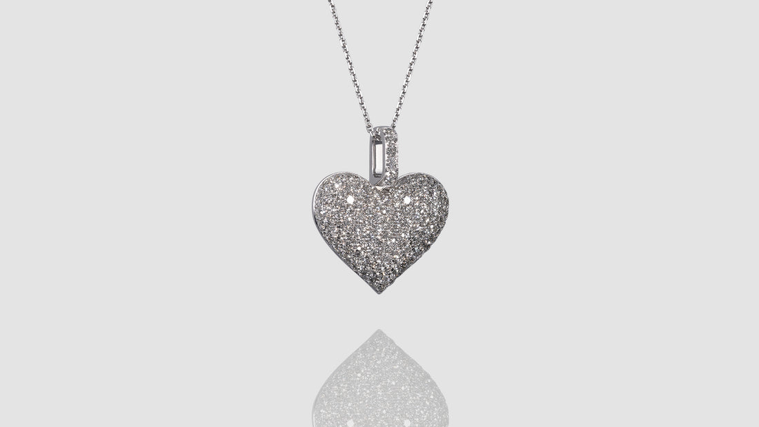 14K Gold Diamond Dome Heart Pendant