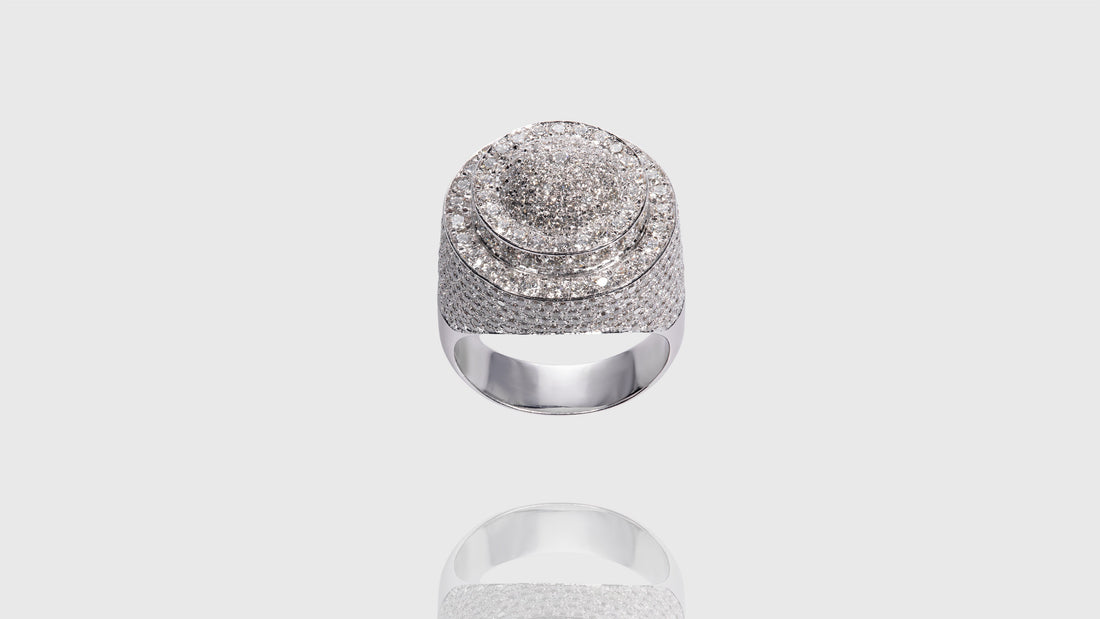 10K White Gold Layered Dome Diamond Ring 2 caret