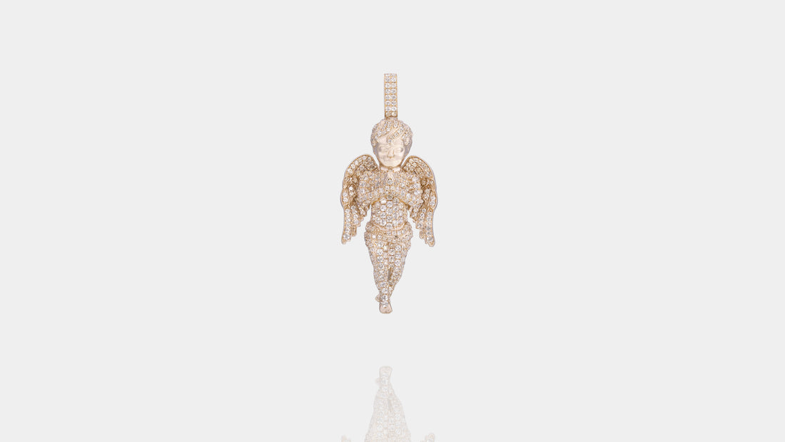 10K Gold Angel Diamond Pendant