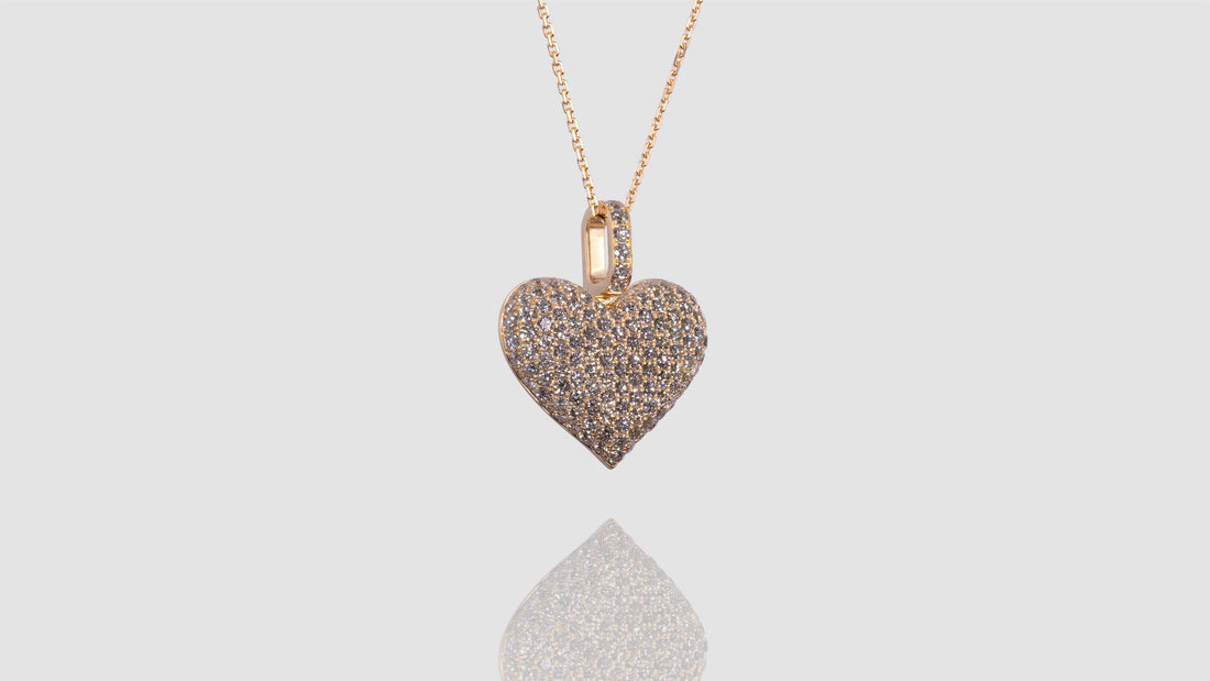 14K Gold Diamond Dome Heart Pendant