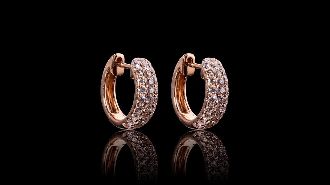 18K Rose Gold Kilani Pave Diamond Huggies