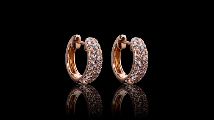 18K Rose Gold Kilani Pave Diamond Huggies