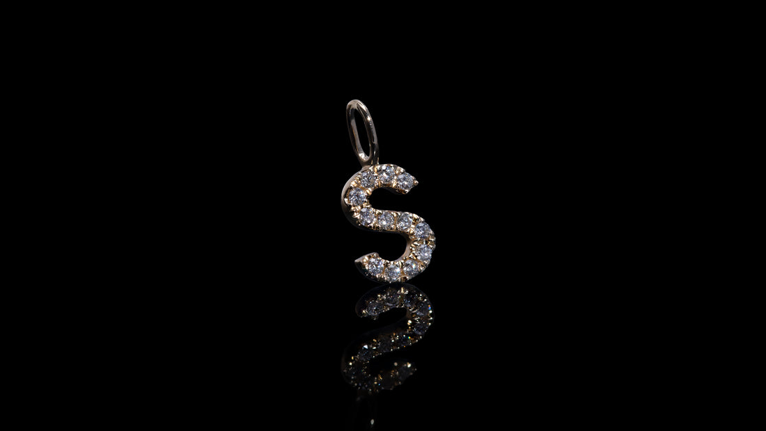 14K Yellow Gold Diamond Initial Charm Pendant