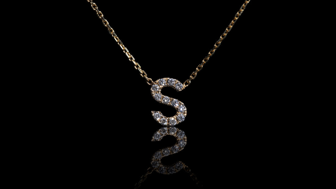 14K Yellow Gold Diamond Initial Charm Pendant