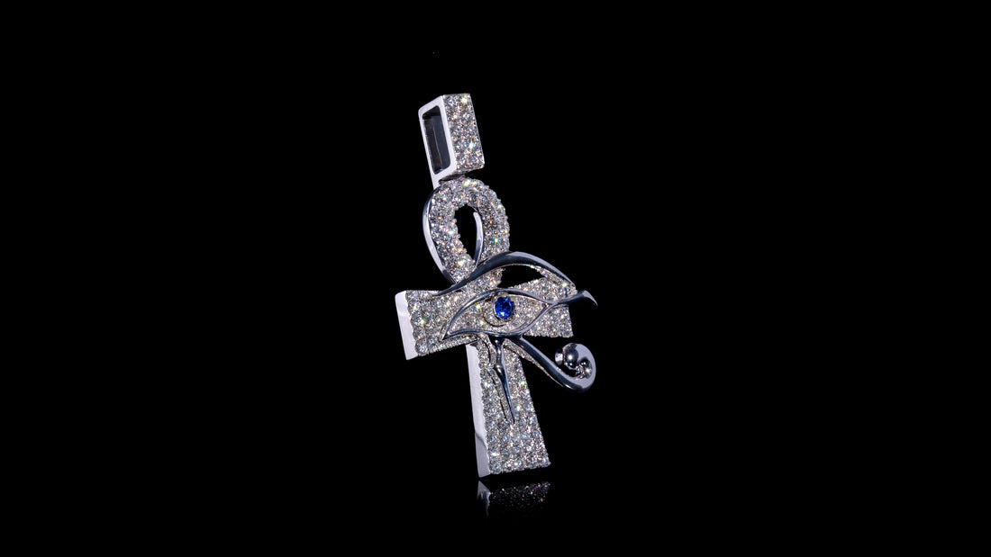 14K Gold Ankh Cross With Eye Pendant