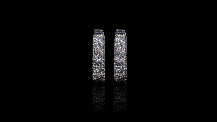 14K White Gold Huggie Diamond Earrings