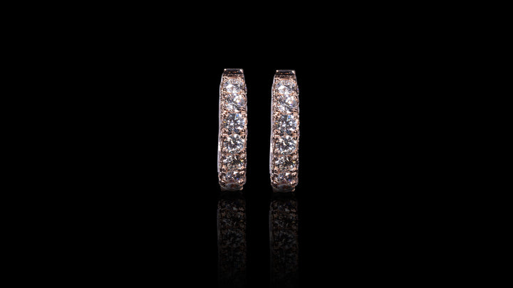 14K Rose Gold Huggie Diamond Earrings