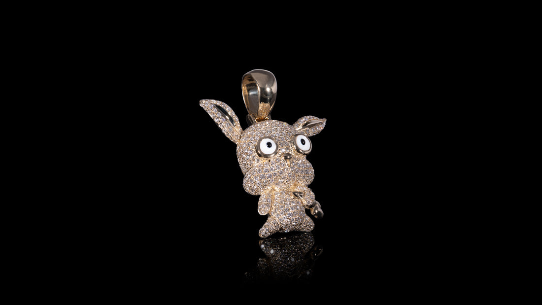 14k Yellow Gold Rabbit Chinese Zodiac Diamond Pendant