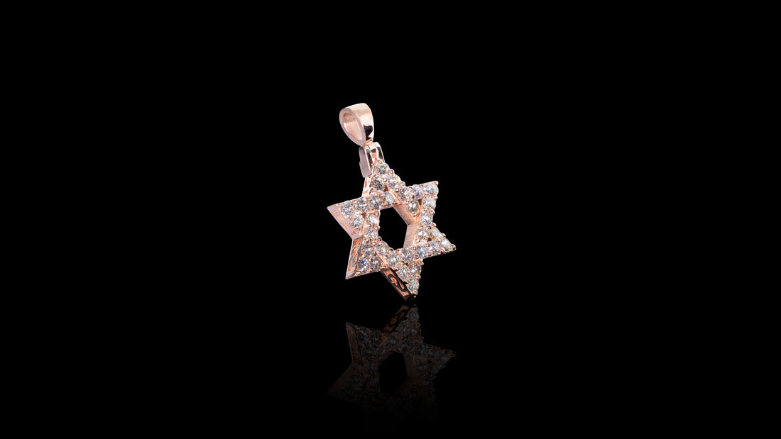 14K Rose Gold Star of David Diamond Pendant