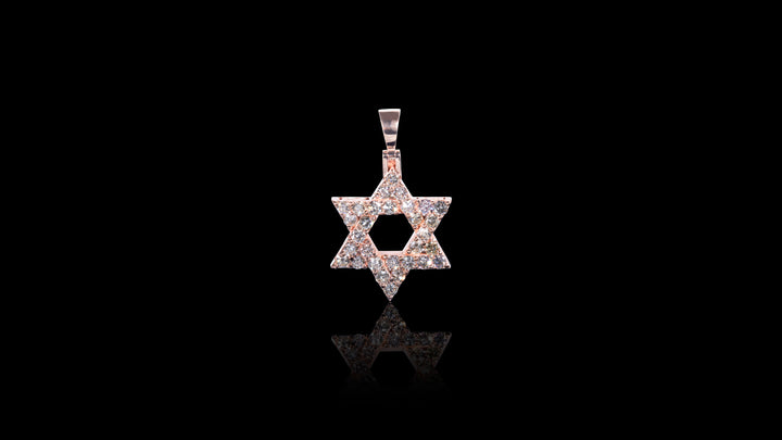 14K Rose Gold Star of David Diamond Pendant