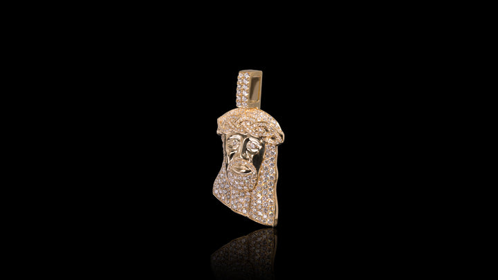 10K Gold Jesus Head Diamond Pendant