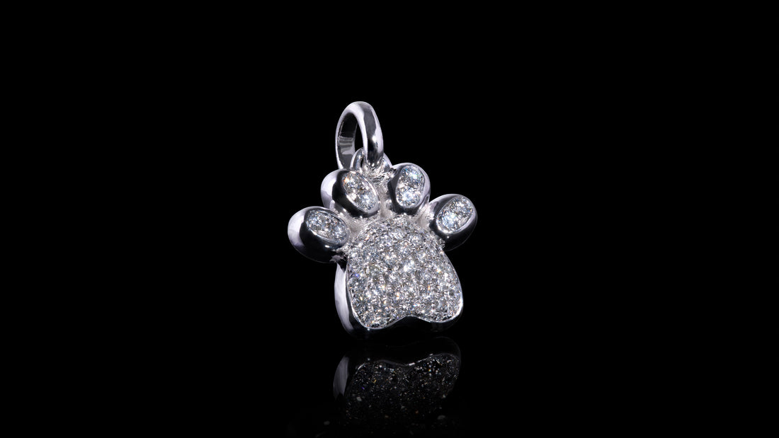 14K Gold Diamond Mini Charm Paw Pendant