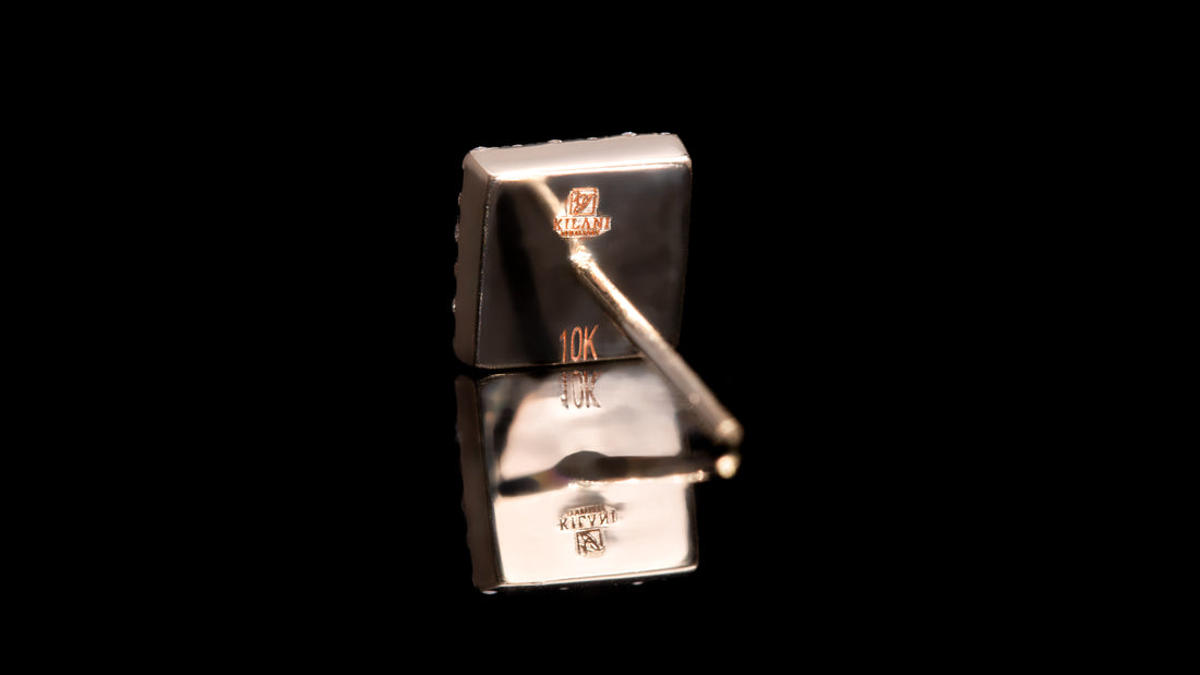 10K Yellow Gold Square Diamond Earrings