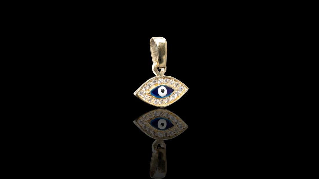 10K Yellow Gold CZ Eye Mini Charm Pendant