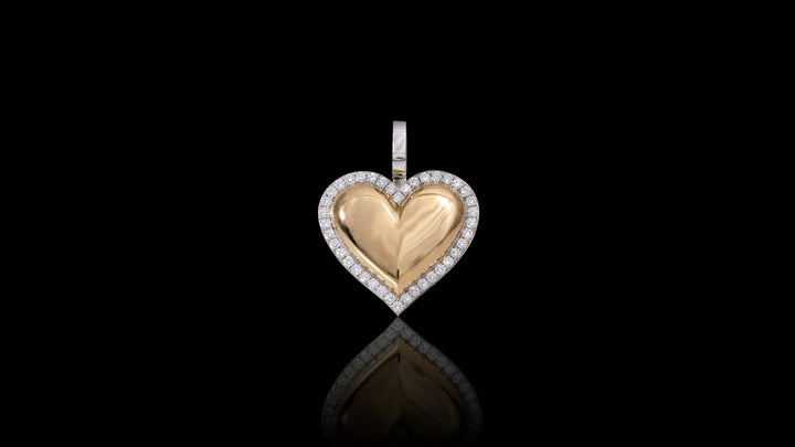 10K Yellow & White Gold Diamond Surrounded Heart Pendant