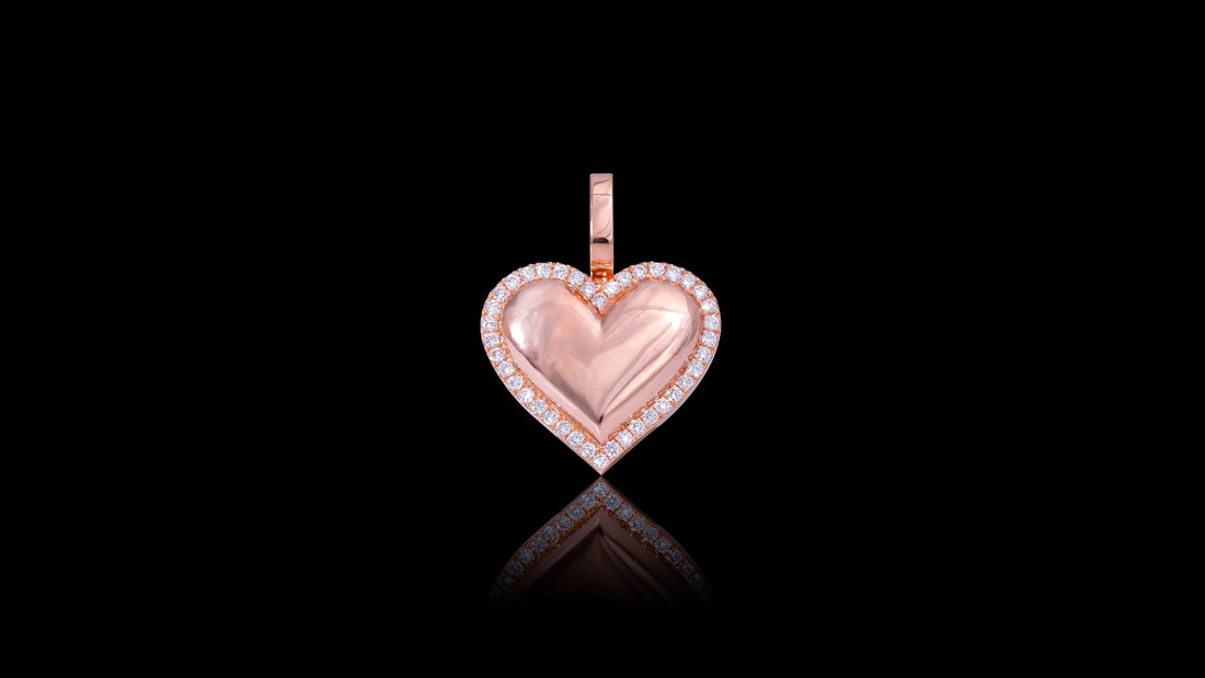 10K Rose Gold Diamond Surrounded Heart Pendant