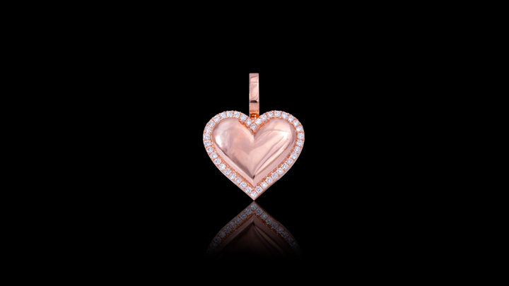 10K Rose Gold Diamond Surrounded Heart Pendant