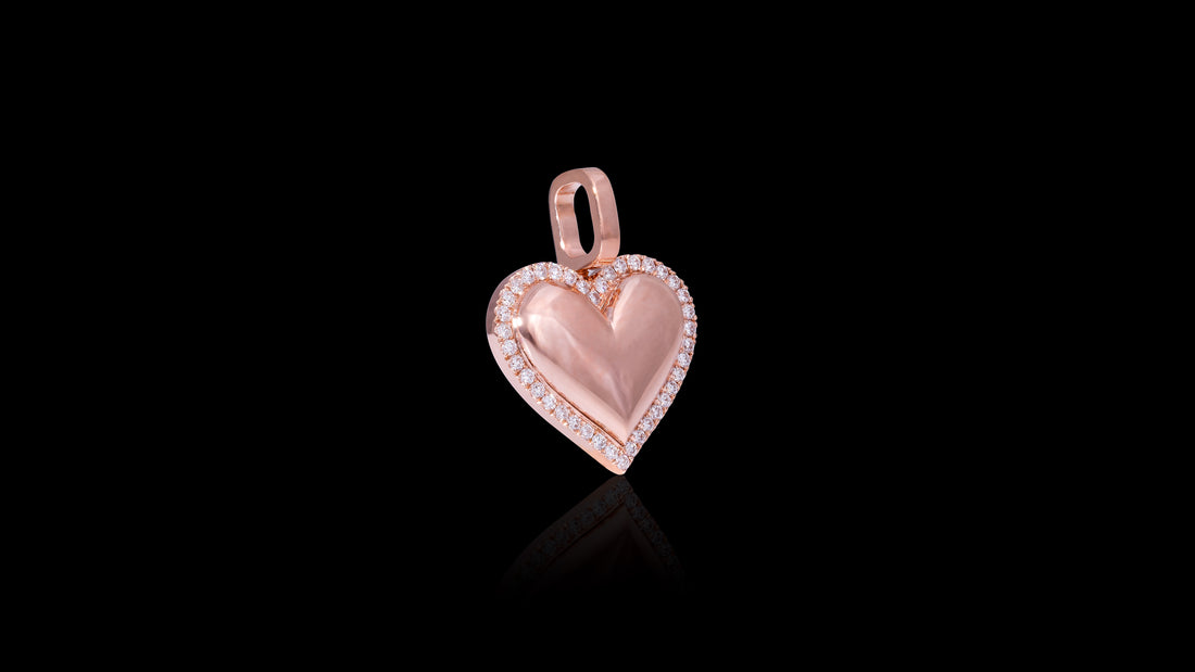 10K Rose Gold Diamond Surrounded Heart Pendant