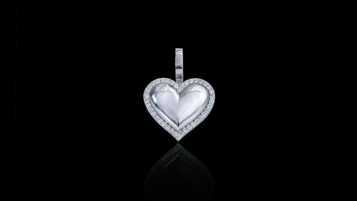 10K White Gold Diamond Surrounded Heart Pendant