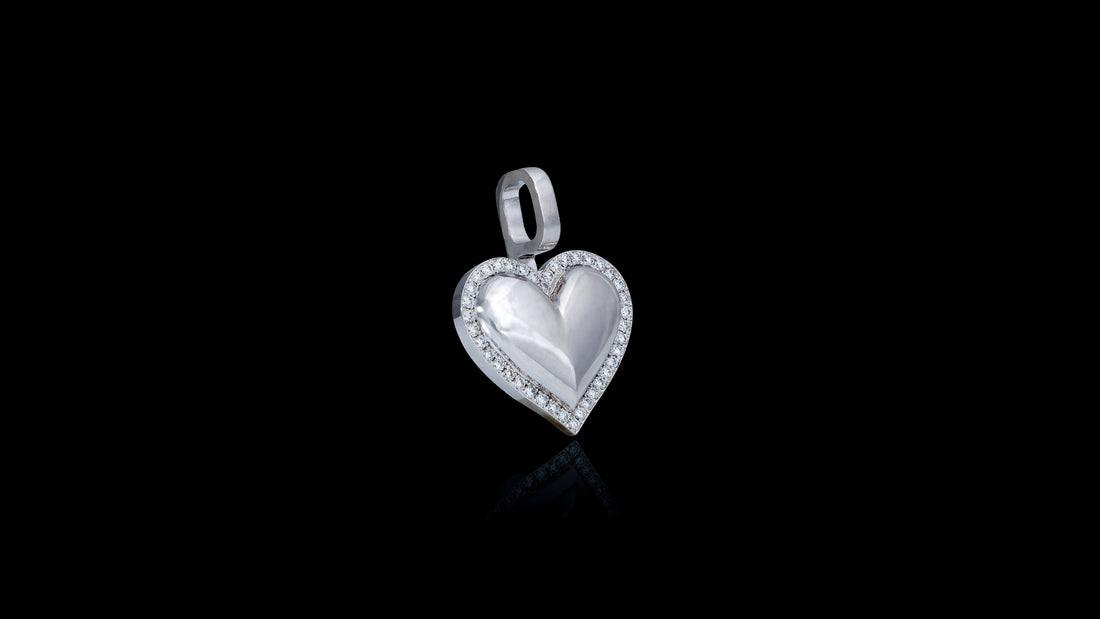 10K White Gold Diamond Surrounded Heart Pendant