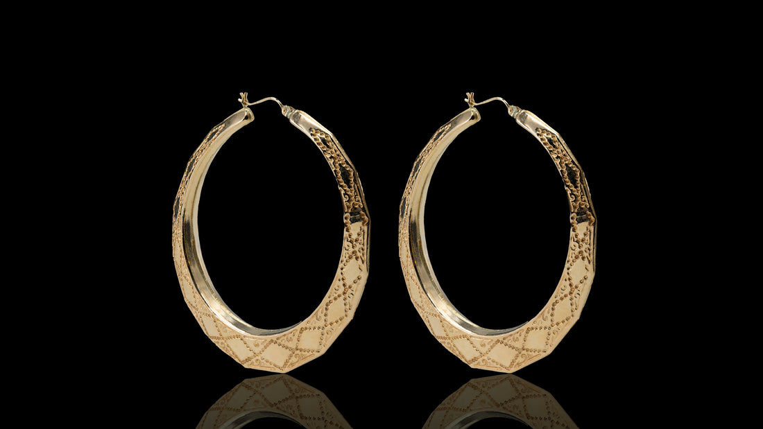 10K Gold Embroidery Hoop Earrings