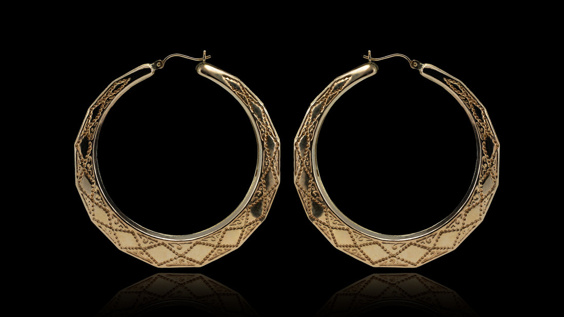 10K Gold Embroidery Hoop Earrings