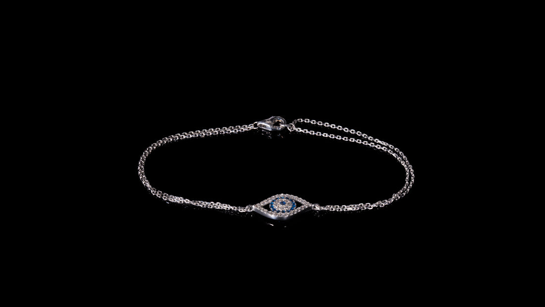 10K Gold CZ Eye Charm Bracelet