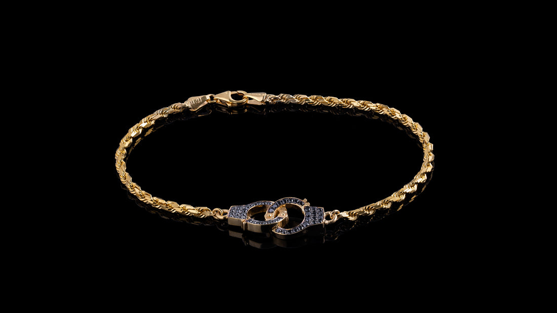 10K Yellow Gold Handcuff Diamond Anklet