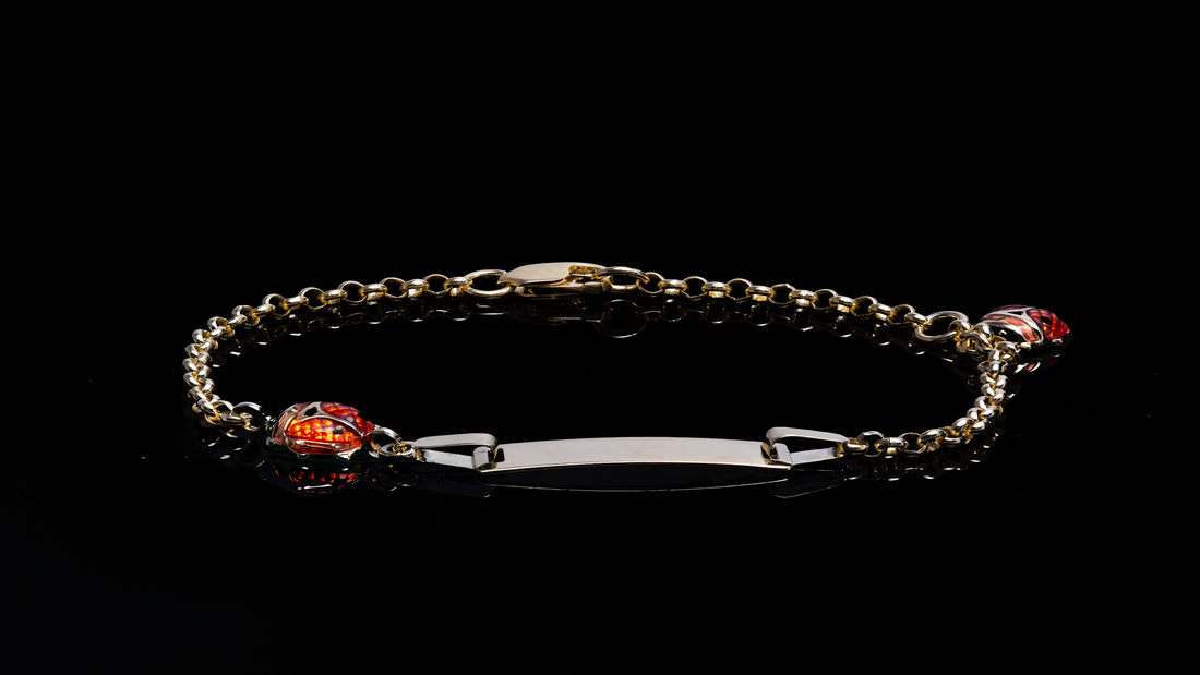 10K Yellow Gold Ladybug ID Bracelet