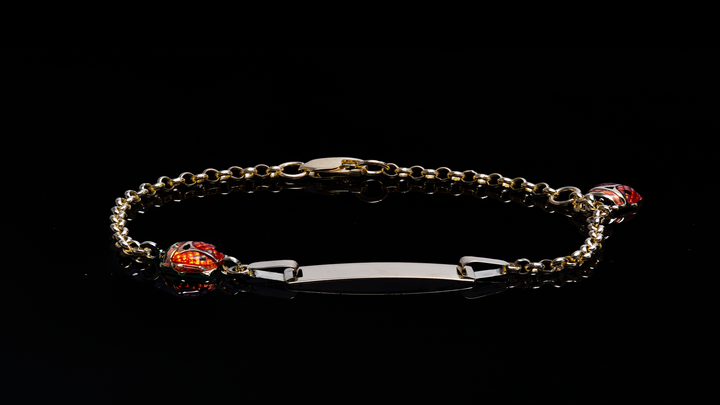 10K Yellow Gold Ladybug ID Bracelet