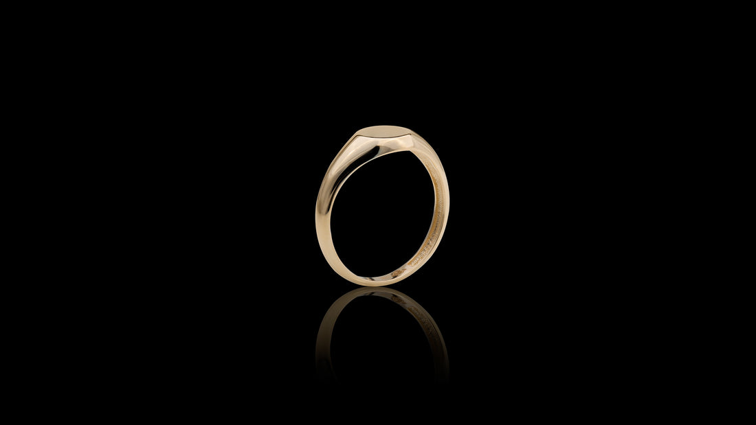 10K Yellow Gold Plain Round Signet Ring